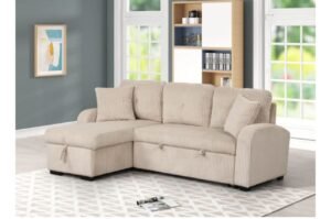 Silvia Beige - Reversible Sectional With Pull-Out Bed Houston Masa furniture