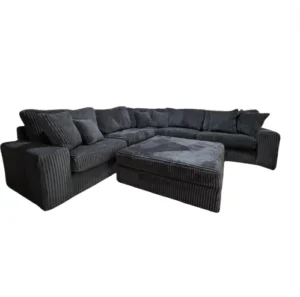 Texan Corduroy Sectional Sofa in Blue – Modern Living Room Furniture in Houston