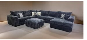 Texan Corduroy Sectional Sofa in Blue – Modern Living Room Furniture in Houston