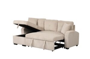 Silvia Beige - Reversible Sectional With Pull-Out Bed Houston Maa Furniture