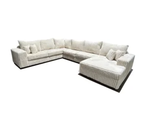 Texan Corduroy Sectional Sofa in Blue – Modern Living Room Furniture in Houston