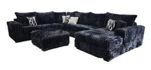 Texan Corduroy Sectional Sofa in Blue – Modern Living Room Furniture in Houston