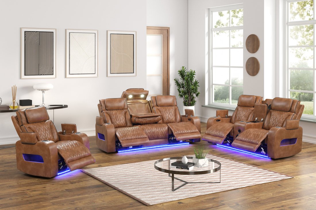 Brown power reclining set Houston