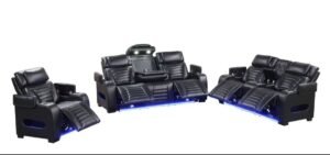 TOKYO 3PC Black Power Reclining Set at masa Furniture Houston