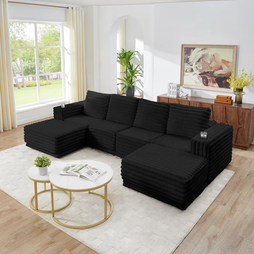 S101 Nuve Black Modular Sectional Sofa – Full Set 6
