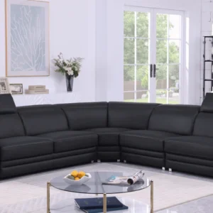 MI-1255 Favo Italian Leather Sofa – Black