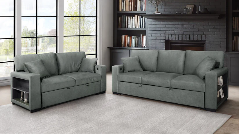 S3690 Bexley Grey Fabric Sofa & Loveseat with Pull-Out Bed MASA FURNITURE 13