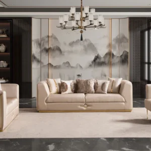 Elysium Collection Luxury Curved Sofa Set with Gold Accents