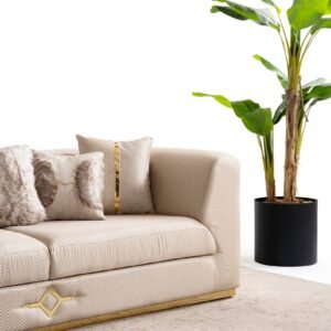 Vega Collection Luxury Fabric Sofa Set with Gold Accents