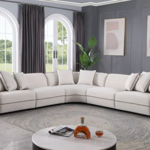 MI-3002 Gaby Beige Fabric Sectional Sofa