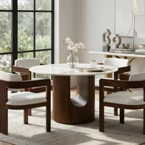 D1581 Jorri (White/Walnut) Dining Room